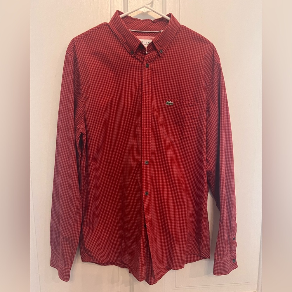 Lacoste men’s regular fit long sleeve button down size large